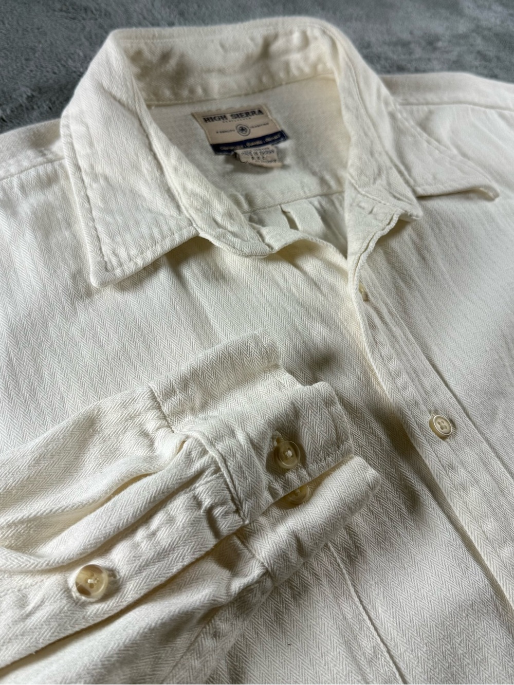 Vintage High Sierra Herringbone Twill Long Sleeve Button-Down Shirt Size XXL